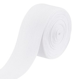 BENECREAT 11.25m Cotton Twill Tape Ribbon, 5cm Wide White Herringbone Cotton Ribbon Webbing Tape Roll for DIY Craft Sewing, Handle Cloth Bag, Handbag Tote