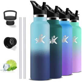 Grsta Thermos Flask, Water Bottle, 1 Litre, BPA-Free, Drinking Bottle with Straw, Double-Walled, Metal Drinking Bottle, Adults, Bottle for Hiking, Fitness, Camping, Yoga