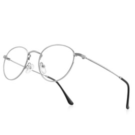RB.Pilot Small Metal Round Reading Glasses for Women Men Classic Vintage Retro Shades Blue Light Blocking Computer Readers (Silver, 0.50)