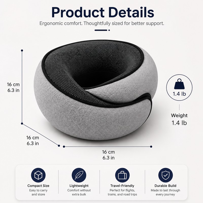 Memory Foam Travel Neck Pillow for Airplane Rest – Signature