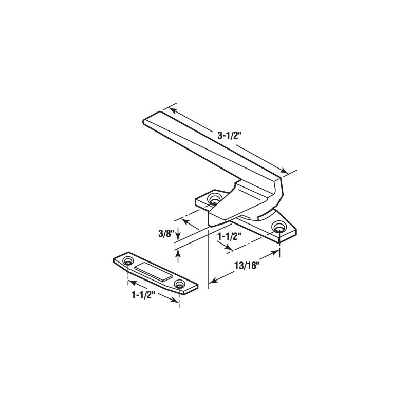 Left Hand Bronze Casement Window Locking Handle; 1-1/2" Screw Holes
