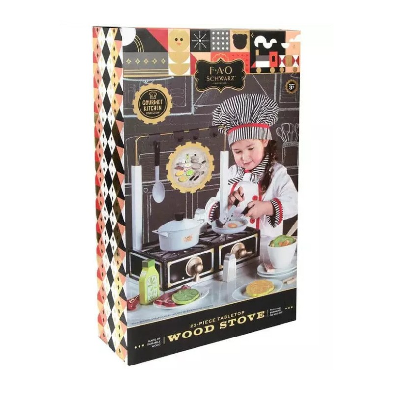 FAO Schwarz Gourmet Collection 23 Piece Tabletop Wood Stove Cooking