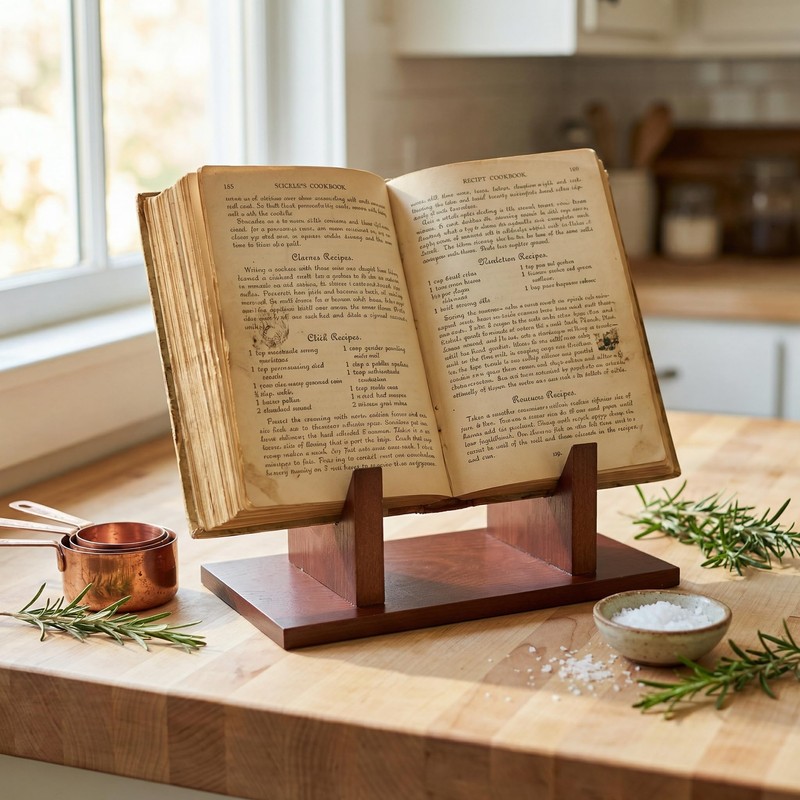 Wooden Cookbook Stand,Multifunctional Kitchen Book Stand,Cookbook Holder for Kitchen Counter