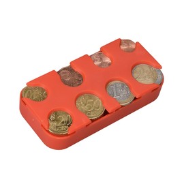 kwmobile Holder for Euro Coins - 8 Dispensers from 1 Cent to 2 Euros - EU Coin Money Change Sorter Classifier Organiser - Orange