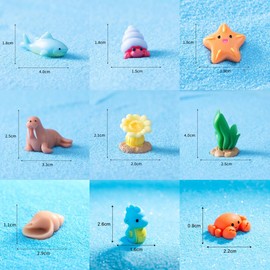 Syrvnto Pack of 30 Mini Ocean Animals, Sea Animals Figures Resin Animal Toy Algae Miniature Figures Sea Animals Set for Aquarium Decoration, Miniature Landscape, DIY Craft Accessories