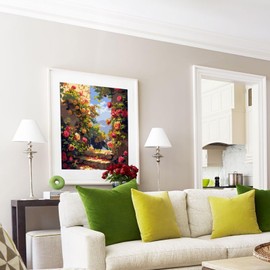 shinefly Paint by Numbers on Colorful Canvas Acrylic Kits for Kids, Adult, Beginner 16x20 inch Oil Painting Kits Gift, Colorful Garden