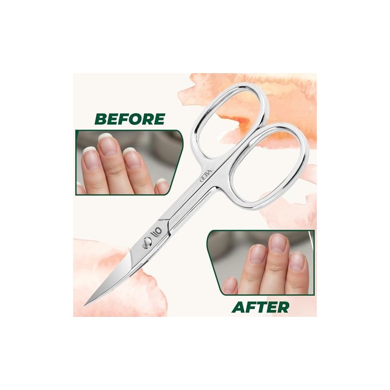 OCBA 3.5" Cuticle Nail Scissor Professional Stainless Steel Curved Blade