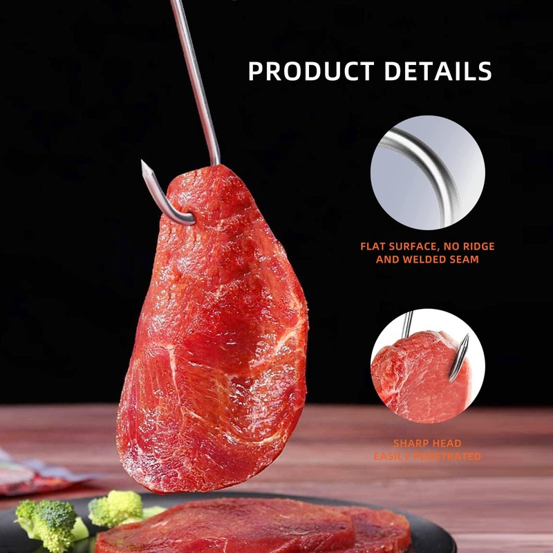 20 Meat Hooks, Stainless Steel Butcher Hook Smoking Hooks, S-Shaped