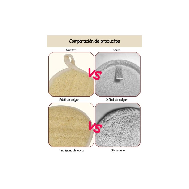 Estropajo Para Cuerpo, 6 Unidades de Esponja de Baño Natural,