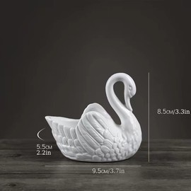 XESAGSNV White Ceramic Flowerpot, Swan Flowerpot, Succulent Flowerpot, Medium Temperature Porcelain, Can be Used as Candle Holder (Pack of 2)