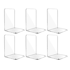 ELANBALU 6 Pcs Set Heavy Acrylic Book Stand Clear Anti-Slip Bookends 18.5*12*12cm