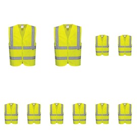Portwest C375YERL Hi-Vis Zipped Vest, Large, Yellow