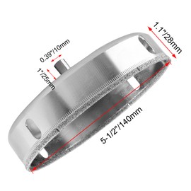 Luomorgo 140mm/5 1/2 inch Diamond Hole Saw, 1.1 inch Cutting Depth Diamond Diamond Drill Bits for Glass Ceramic Marble Porcelain Tile Granite Quartz Gemstone