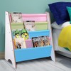 Udorich Kids Book Shelf Organizer for Easy Reading, Sling Book Rack with 4 Deep Pockets, Portable Design, White