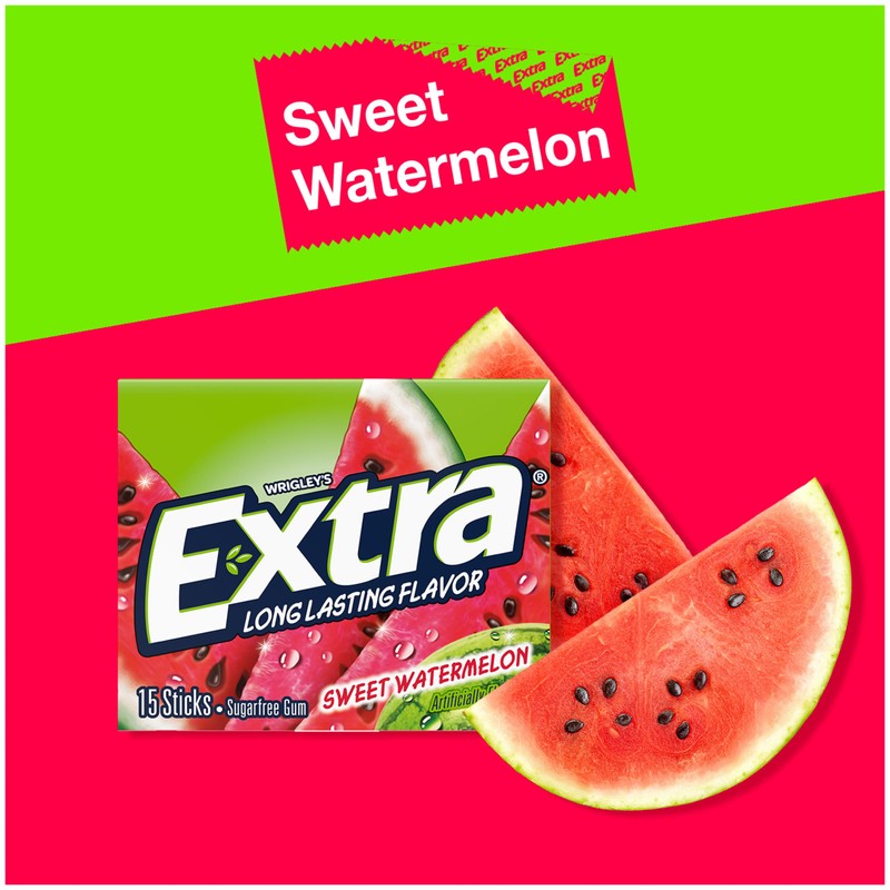 EXTRA Gum Sweet Watermelon Sugarfree, Bulk, Individually Wrapped, Long-Lasting Juicy
