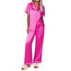 Ekouaer Women's Silk Pajamas Set Short Sleeve Satin Pjs 2