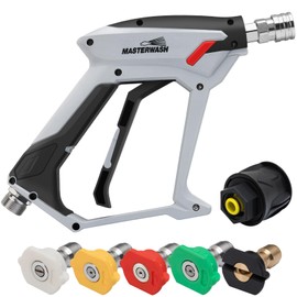 LKEVREG 4350 PSI High Pressure Washer Gun with 5 Water Nozzle Tip, Stubby Short Lance Pressure Washer Accessories for Car Cleaning, M22 14MM Hose Connector for Karcher K1-K7