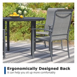 Stabrech Outdoor Dining Chairs Set of 2, Patio Chairs for Outside with Breathable Textilene Fabric, Metal Outdoor Chairs with Armrest, Outdoor Chair for Lawn, Deck and Garden, Grey