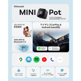 OTTOCAST Mini Pot Ottocast Mini Pot Wireless CarPlay/Android Auto Adapter, Mini Genuine Wired CarPlay/Android Auto, Compatible with Bluetooth Music/Calls, Plug & Play, Automatic Connection, Compatible
