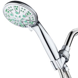 AquaDance Antimicrobial – Anti-Clog High-Pressure 6-Setting Hand Shower with Microban Nozzle Protection from Growth of Mold, Mildew & Bacteria for Stronger Shower! 3 Jet Color Choices – 4" Coral Green