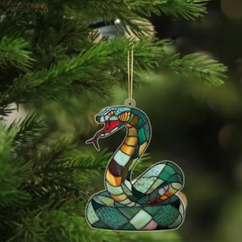 Snake Suncatcher Window Hanging Decor with Story Card, Inspirational Ornament, Birthday Gifts, Friendship Gifts, Coworker Gifts, Snake Christmas Decoration (Sun-70)
