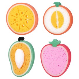 Bath Sponge Bath Sponge 4pcs Fruit Shaped Body Cleaning Sponges Bath Back Clean Scrubbers Dry or Wet Skin Exfoliators Body Wash Sponges Bath Sponge