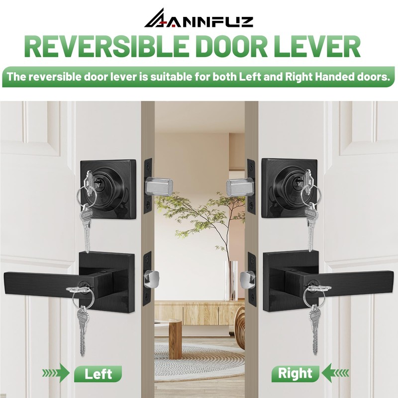 ANNFUZ Keyed Alike Combo Set Entry Door Lever Lock Set