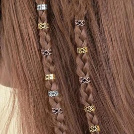 AZWOOD Dreadlock Jewellery Metal Cuffs Hair Dreadlocks Accessories, Pack of 30 Hair Spiral Clips Hair Braid Rings Beads Braided Hair Accessories for Men and Women (Gold, Rose Gold, Silver)