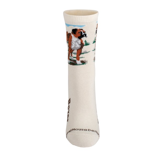 Boxer on Cream Ultra Lightweight Stretch Cotton Crew Socks One