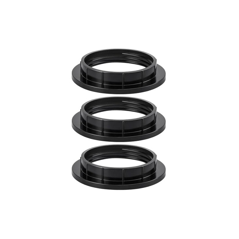 3 Pack Lamp Shade Black Collar Ring E27 Inside Threaded
