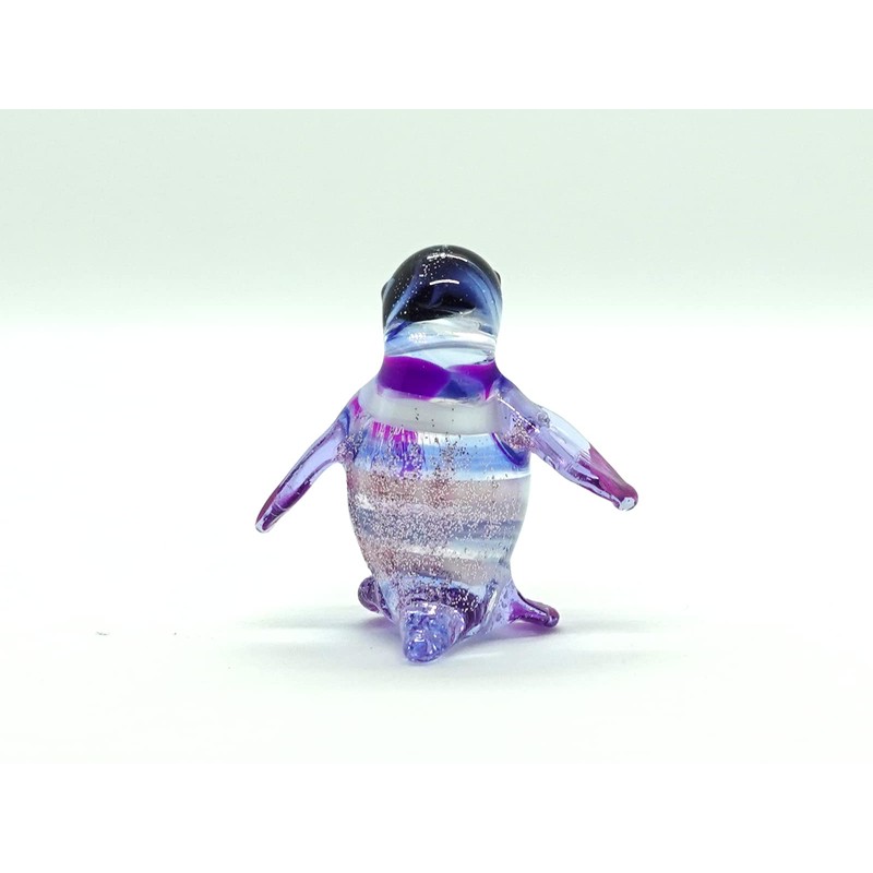 Sansukjai Penguin Tiny Miniature Figurines Hand Blown Glass Art Animals