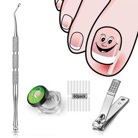 Zanchara Ingrown Toenail Corrector Kit - 60 Pcs Breathable&Painless Ingrown Toenail Corrector Straightener Strips Recover Clips with 2 Pcs Ingrown Toenail Nail Clipper And Lifter