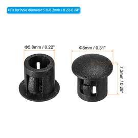 PATIKIL Hole Plugs Plastic, 50 Pcs 6mm(1/4") Screw Bumper Hole Plug Flush Snap Type Round Hole Cover Caps for Round Holes Cabinet Furniture Kitchen, Black
