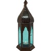 GURU SHOP Oriental Metal/Glass Lantern in Moroccan Design, Red, Colour: