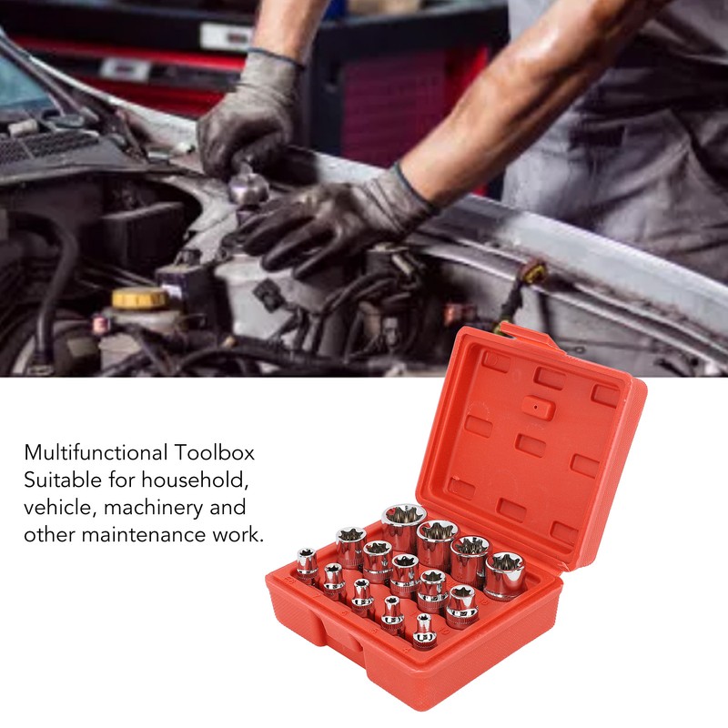 14Pcs E Star Socket Set Chrome Vanadium Steel Portable External