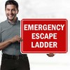 Emergency Escape Ladder Red Sign, 18x24 Inches, 55 mil thick