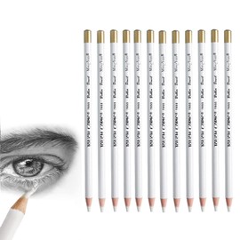 CAVLA Eraser Pencils Set for Artists, Wooden Sketch Eraser Pen for Charcoal Drawings, Professional Highlight Painting Eraser for Sketching, Revise Erasing Details for Students Limner (12 PCS)
