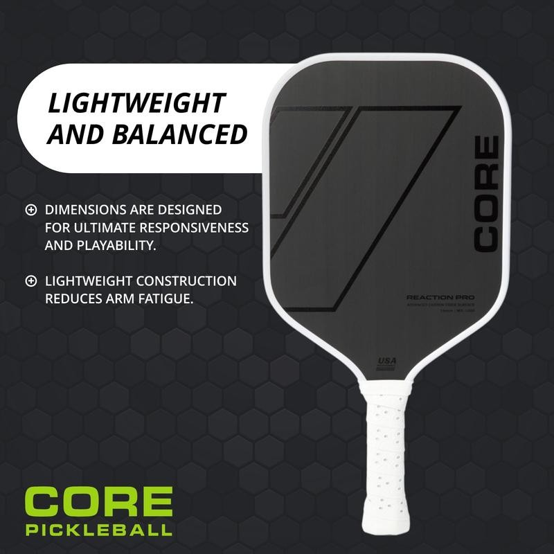 CORE Reaction Pro Pickleball Paddle | T700 Carbon Fiber Surface