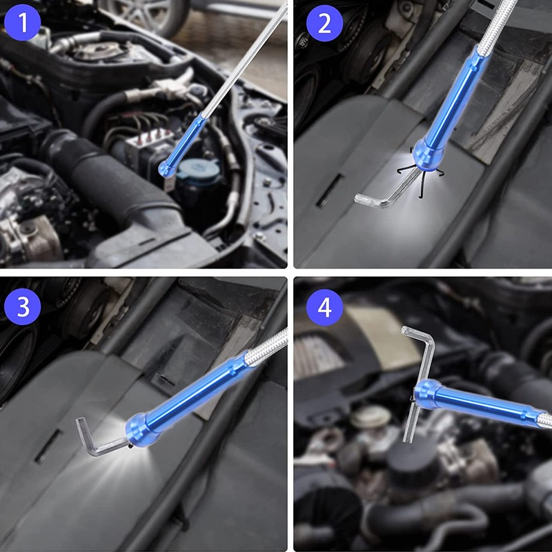 Claw Magnetic Pickup Tool with LED Light 24in Flexible Spring