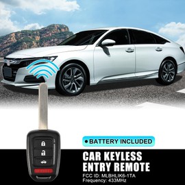 X AUTOHAUX 2pcs MLBHLIK6-1TA Replacement 4 Button Keyless Entry Remote Car Key Fob 433Mhz for Honda Accord 16-17 for Honda Civic 2016 2017 2018