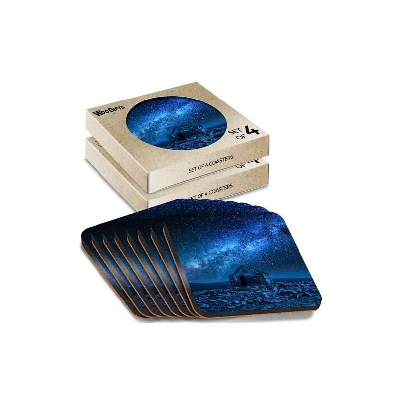 8 x Square Coasters - Milky Way Night Sky Iceland