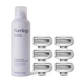 Flamingo Flamingo Razors for Women 6 Count + 6.7 oz Foaming Shave Gel
