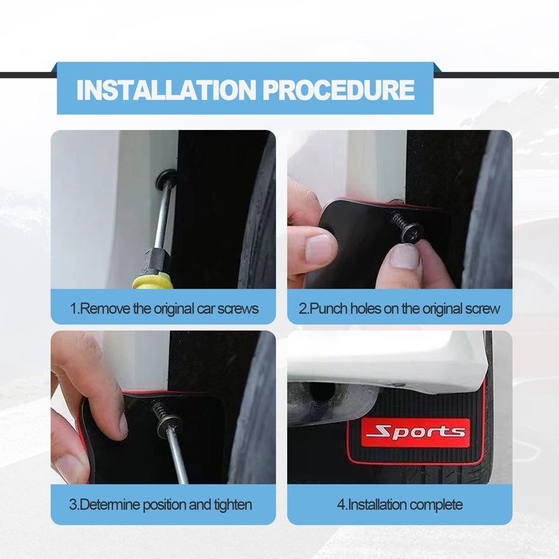 4PCS Car Mud Flaps Rubber Mudguard Soft No Collision Front