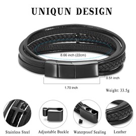 Minicremation Jewelry Cremation Jewelry Urn Bracelet for Ashes Mens Adjustable Length Bracelet for Men Magnetic Clasp Rope Wristband Gift for Boyfriend - Adjust the size of 1.5cm (096-Black)