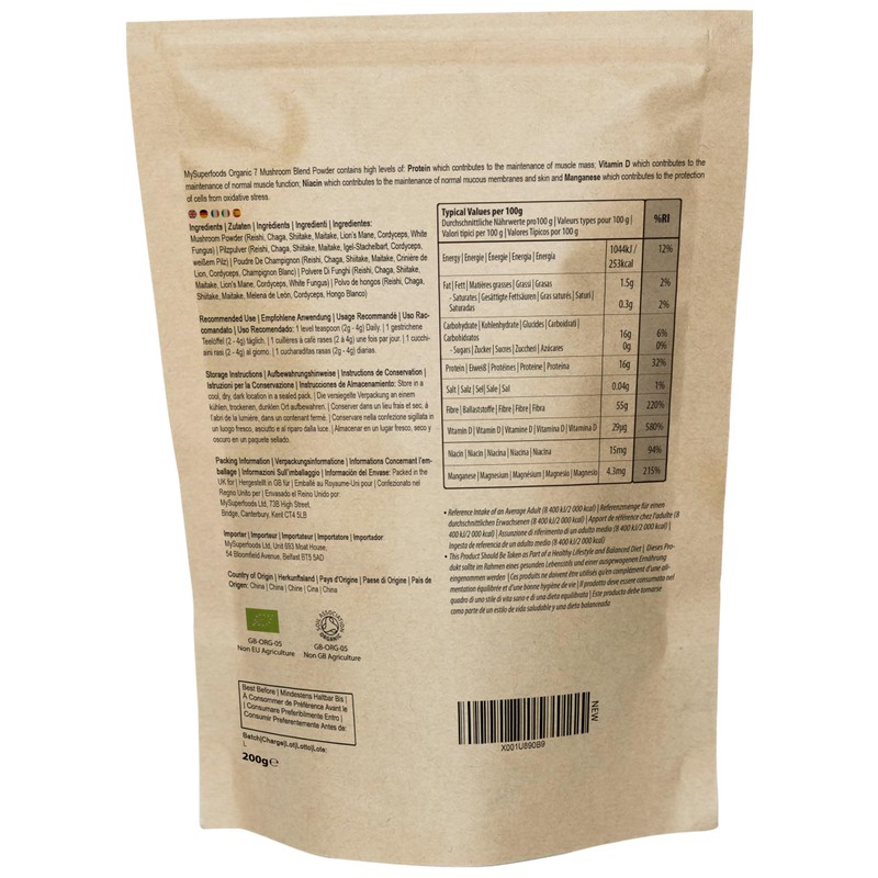MySuperfoods Organic Mushroom Blend Powder 200g