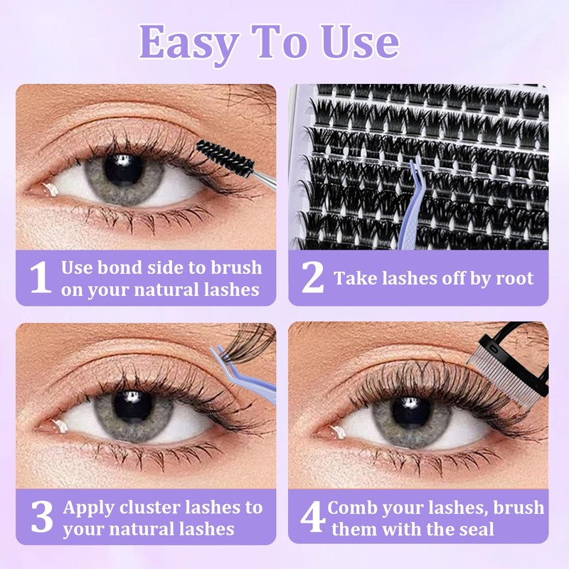 YOCHLEY 608 PCS Individual Eyelashes Lash Clusters, Cluster Lashes Kit