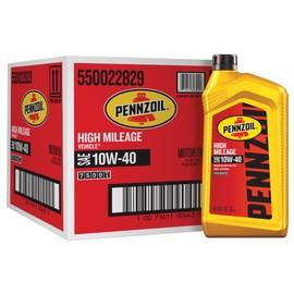 Pennzoil High Mileage 10W-40 Motor Oil, 1 Quart (6 Pack)