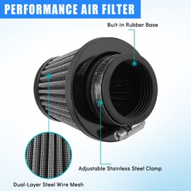 Twilight Garage 38mm Universal Motorcycle Clamp-On Air Intake Filter, Air Filter Intake Induction Kit For Off-Road Motorcycle ATV Quad Dirt Pit Bike GY6 Scooter Go Kart - Black