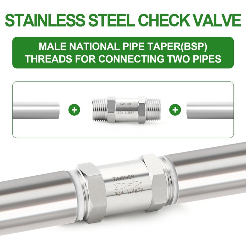 TAISHER 1PCS 304 Stainless Steel 1/4" BSP Male x 1/4"