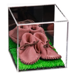 Better Display Cases Acrylic Versatile Display Case - Small Square Box with Mirror Case and Turf Base 5" x 5" x 5" (A081/V24)
